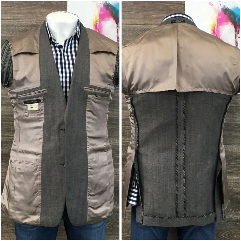 John Varvatos Mens Blazer Sport Coat Two Button‎ Casual Jacket 40L Linen Wool